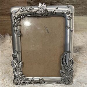 Seagull vintage pewter picture frame. Fairies, butterflies, flowers and vines.